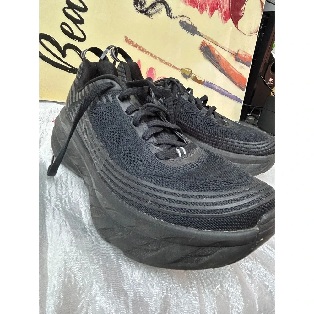 Hoka One One Bondi 6 Womens 8.5 Black Running Shoes 1019270 BBLC Sneaker